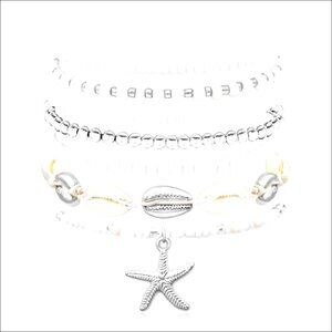 Bohemian Stackable Heishi Surfer Bracelet Set Elastic Seashell Starfish